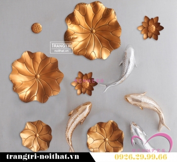 Tranh kim loại lá sen trang trí nội thất TBB 089